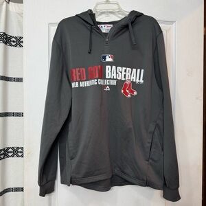 Boston Red Sox Majestic MLB Gray Quarter-Zip Hoodie men’s medium